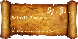 Szlávik Zsanett névjegykártya